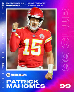 Com Mahomes em destaque, Madden NFL 24 revela ratings