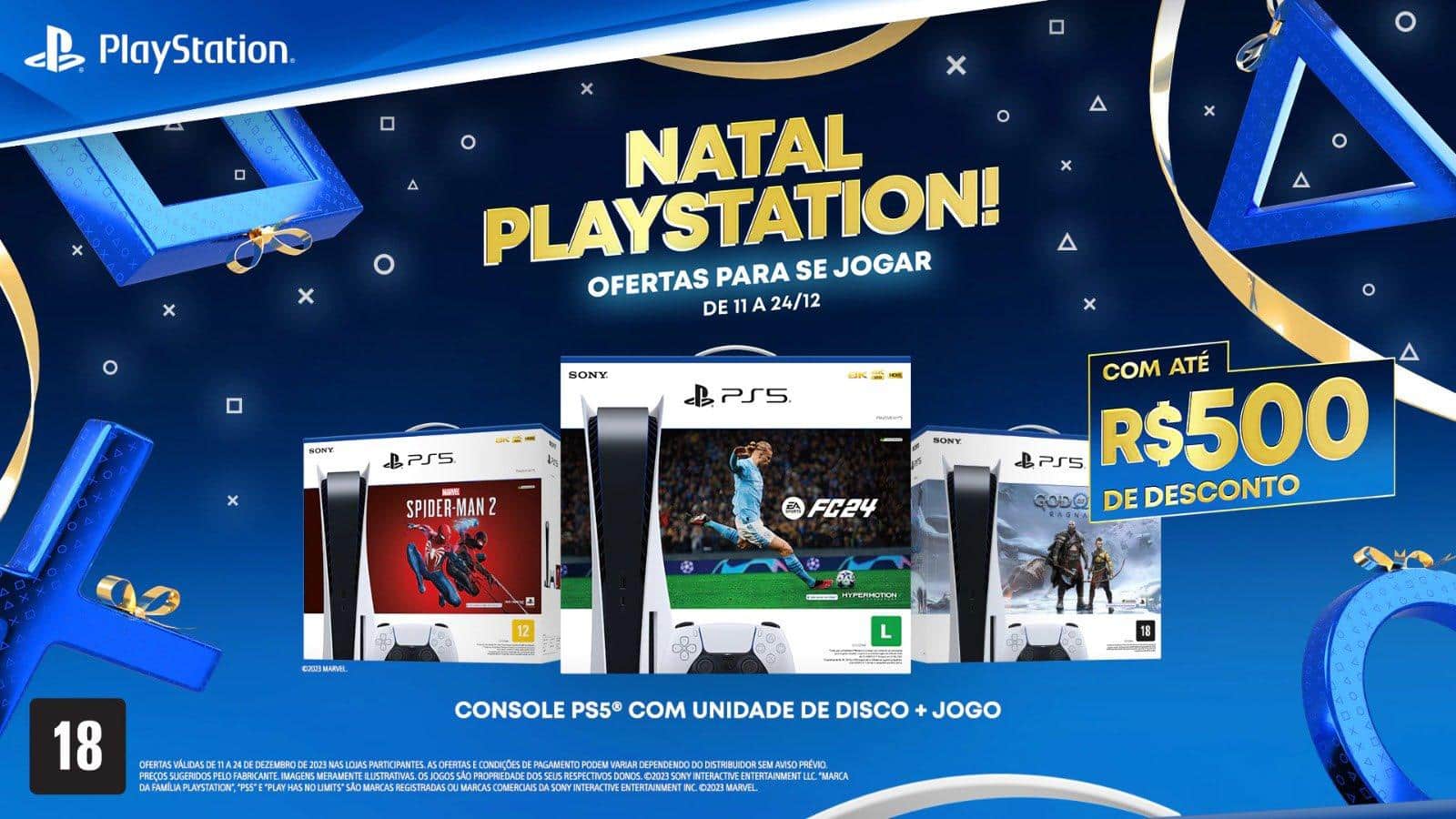 PS5 terá R$ 500 de desconto até 24/12 em promoção de Natal 