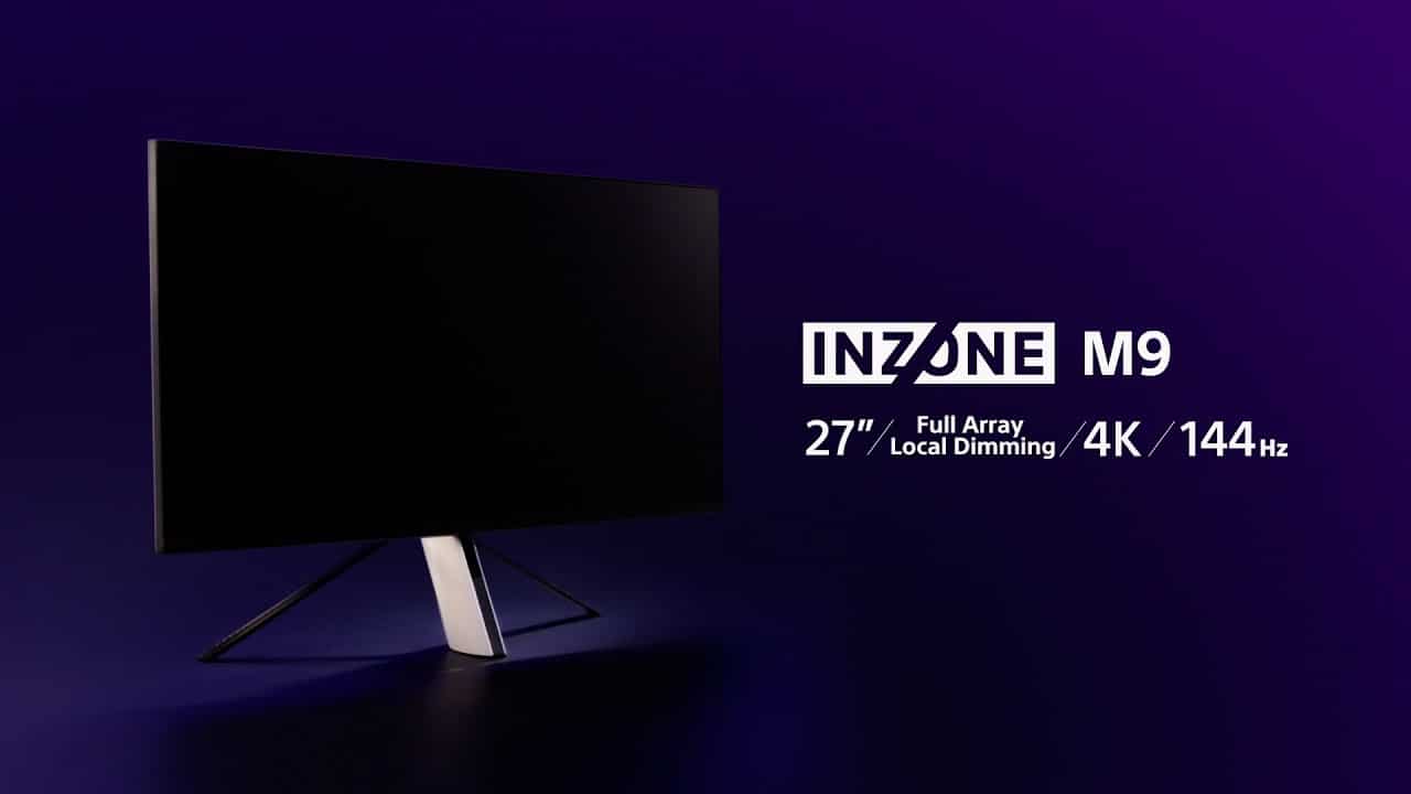 imagem do monitor gamer preto Inzone M9 ao lado de uma descrição