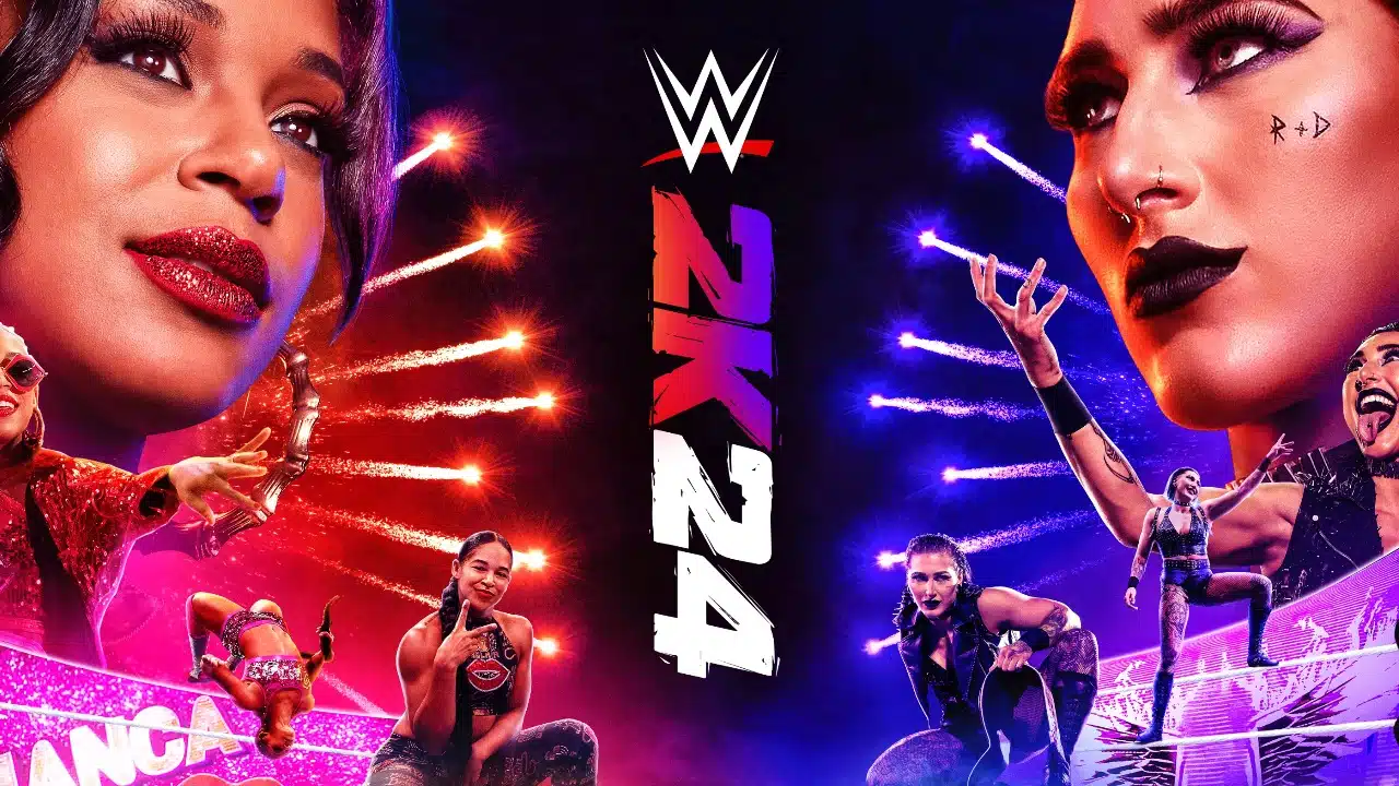 imagem de WWE 2K24 contendo varias mulheres lutadoras fazendo poses