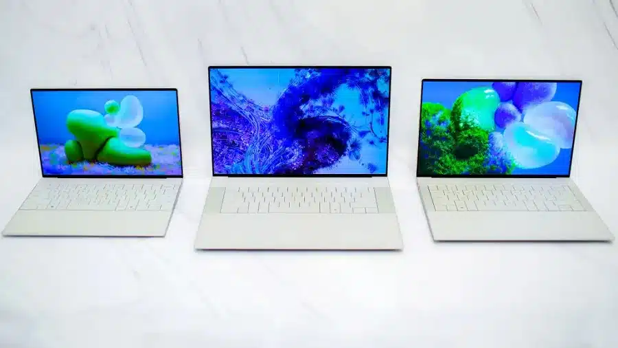Imagem mostra os três novos notebooks XPS da Dell.