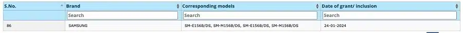 Captura do registro dos novos Galaxy M15 5G e Galaxy F15 5G no BIS
