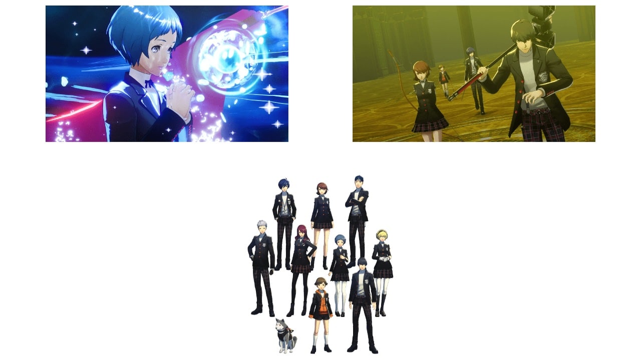 DLCs Day One de Persona 3 Reload terão referências a games da série 2 icones de persona 3 reload com varias pessoas trajadas e cenas de combate