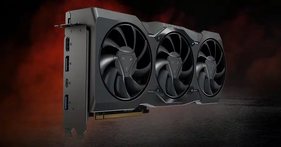 Imagem de uma Radeon 7900 XTX, maior beneficiada pelo novo driver da AMD.