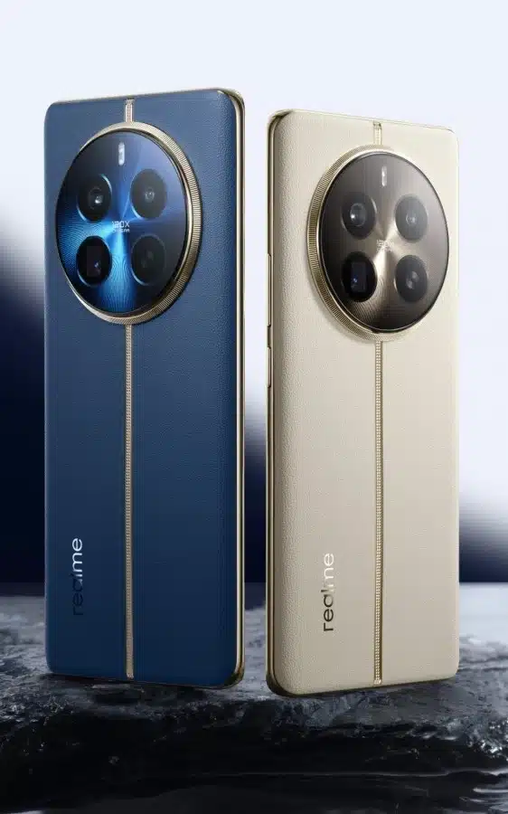 Fotografia mostra as duas opções de cores dos novos Realme 12 Pro: azul e bege.