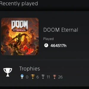 53 anos? PS5 mostra 464 mil horas de jogador em Doom Eternal