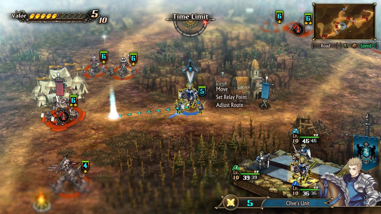 Unicorn Overlord: detalhes de personagens, classes e sistema de combate 5 terreno com florestas e areas abertas onde acampamentos e soldados armados estao espalhados