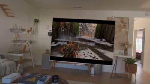 Jogador se diverte em God of War Ragnarok com Apple Vision Pro