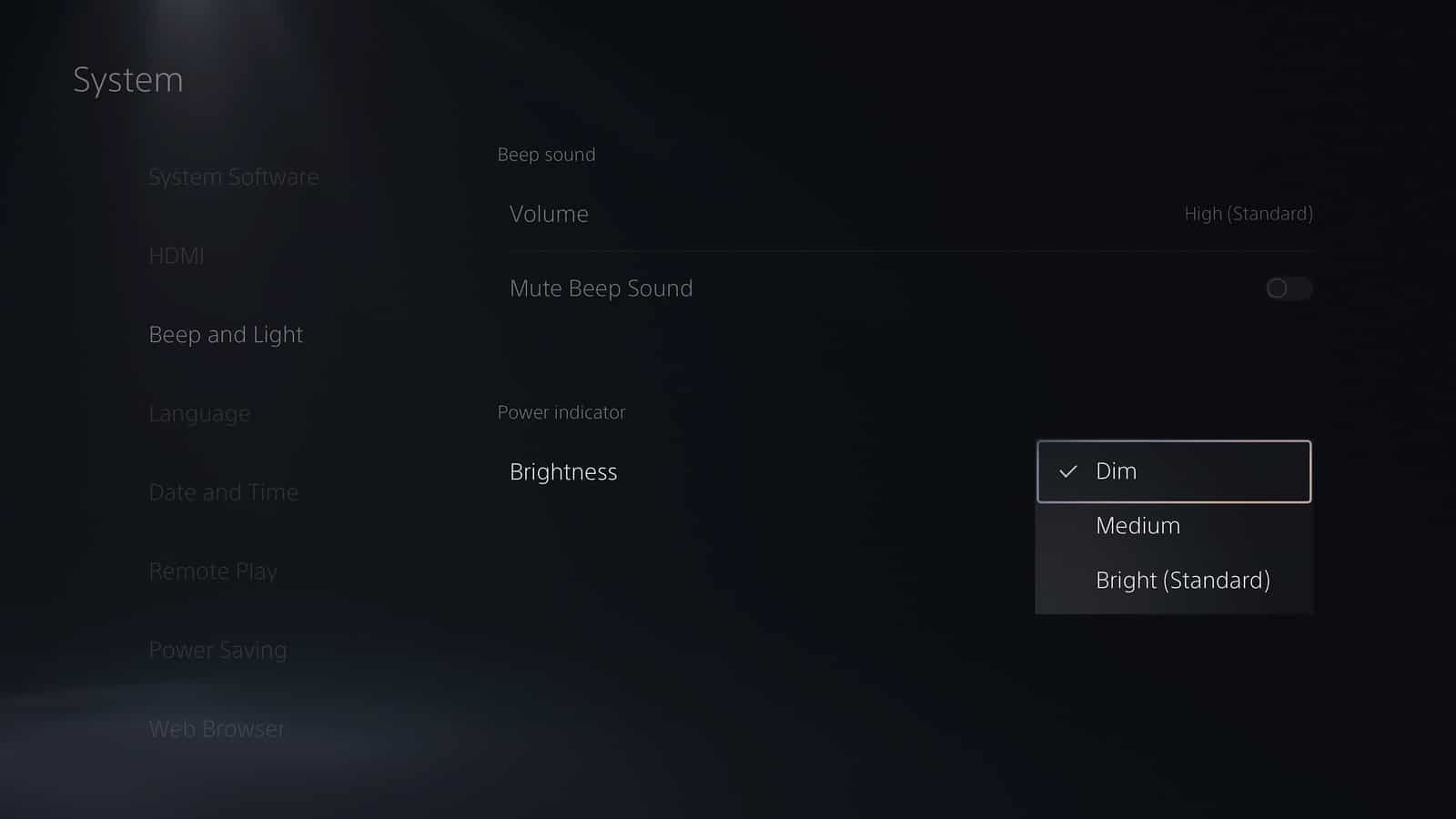 PS5 Beta Update - Console Light Brightness Version