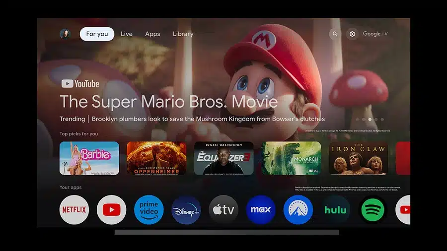 Imagem de como vai ficar a nova interface do Google TV.