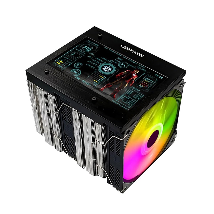 Lamptron lança cooler com uma tela FullHD de 6'' 2 Foto da versão com LEDs RGB do Lamptron ST060