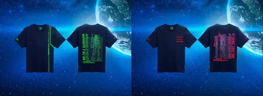 Imagem das camisetas da Razer da coleção Gundam.