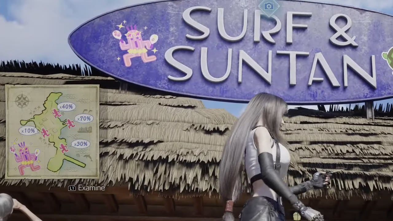 Final Fantasy VII Rebirth: onde encontrar os Cactuars em Costa Del Sol 1 Cactuars em Costa Del Sol - descida para a praia em Final Fantasy VII Rebirth
