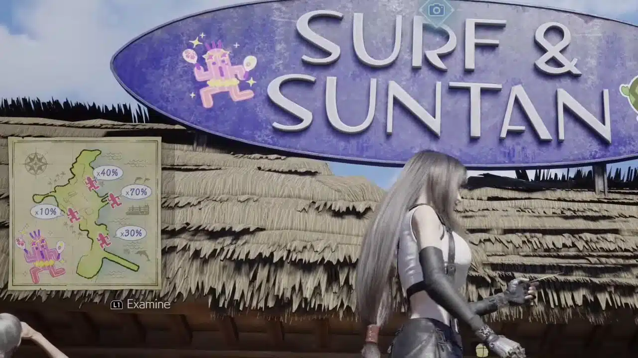 Cactuars em Costa Del Sol - descida para a praia em Final Fantasy VII Rebirth