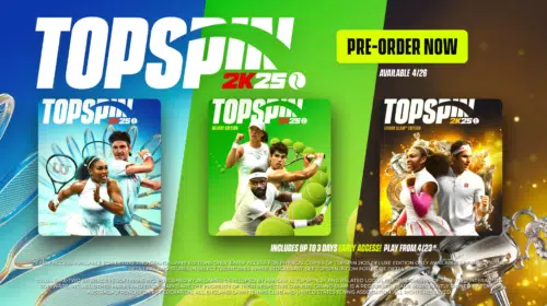 Serena Williams e Roger Federer são as capas de TopSpin 2K25