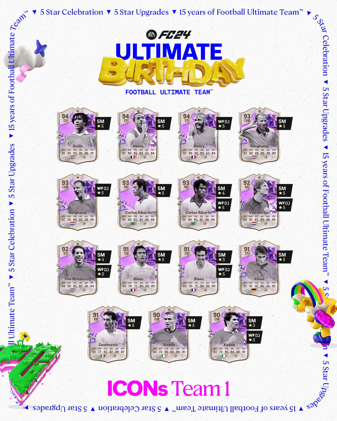Novos icons do FUT Birthday em FC 24