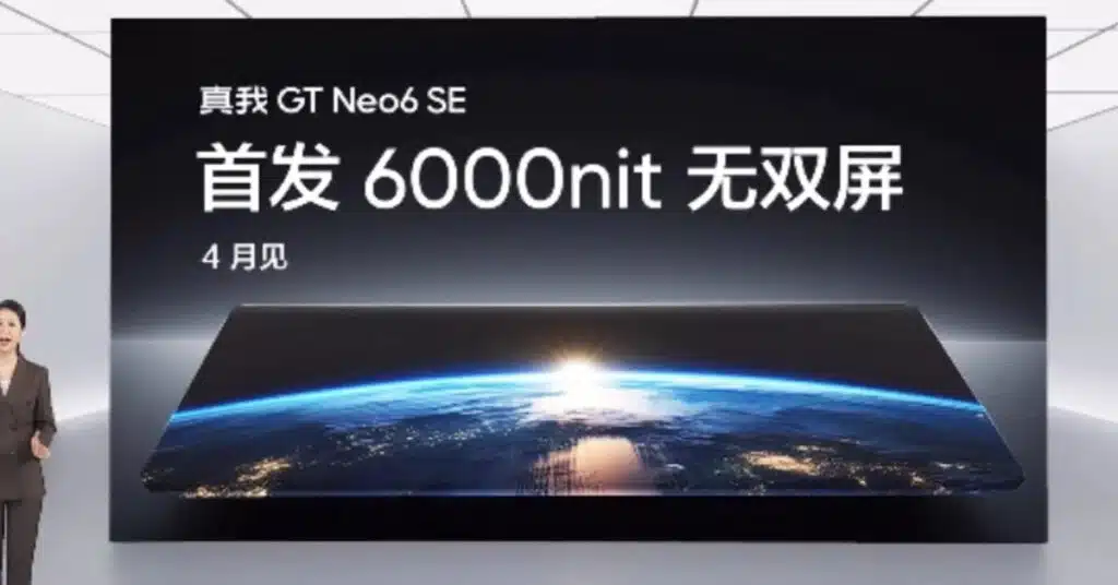 painel mostra a tela de 6000 nits que será usada no GT Neo 6 SE