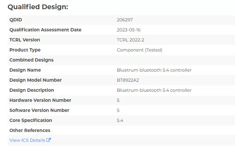 registro de fones de ouvido da HDm recebendo certificação bluetooth 5.4