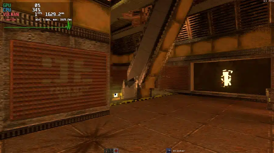 Captura de Quake 2 rodando com ray tracing inteiramente pela CPU.