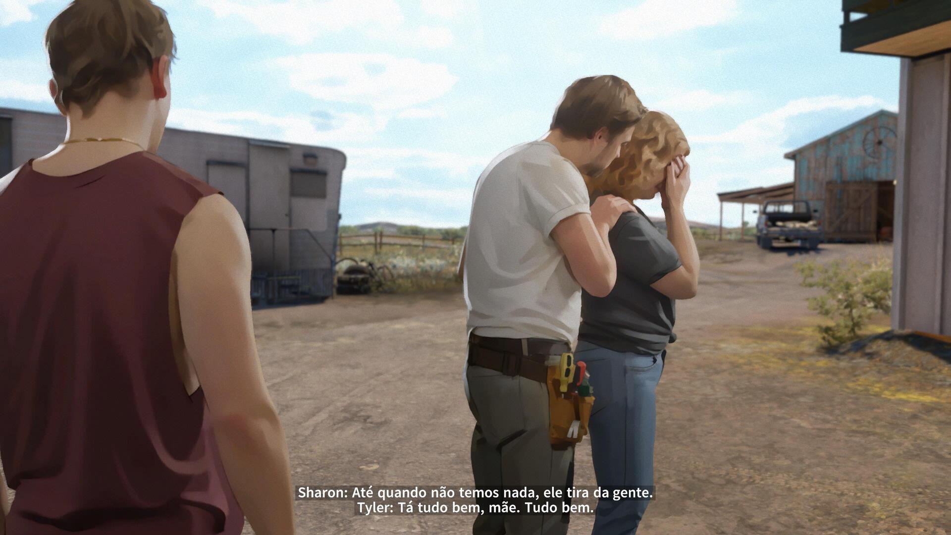personagens da família Holt de As Dusk Falls em conflito familiar