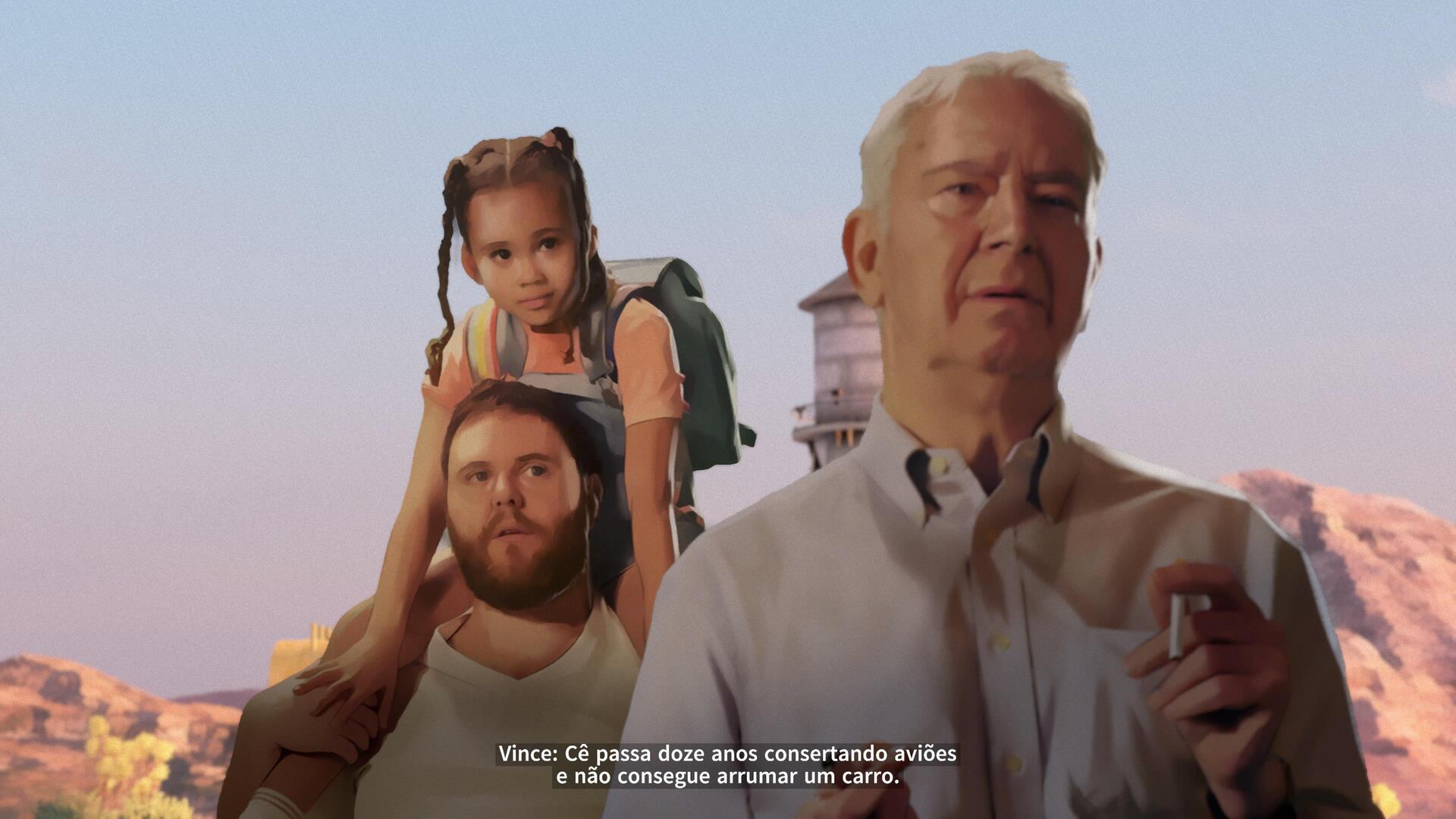 família passeia tranquila pelas estradas da rota 66 em as dusk falls
