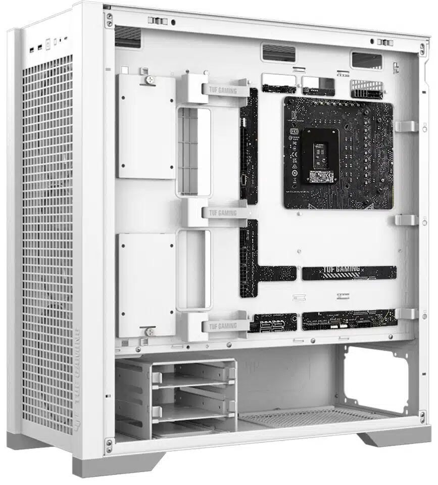 lateral do gabinete branco TUF Gaming GT302 ARGB