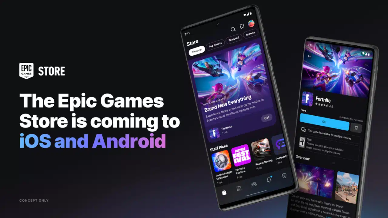imagem conceitual do app da loja da epic games para android e ios