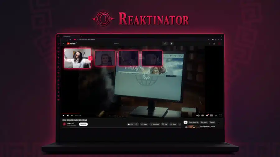 Reaktinator é nova função do Opera GX para incluir vídeos de react em streamings