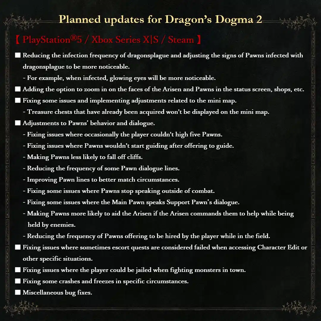Dragons Dogma 2 atualização
