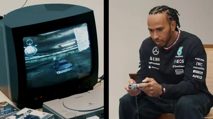 Gente como a gente! Lewis Hamilton joga Driver e outros clássicos de PS1