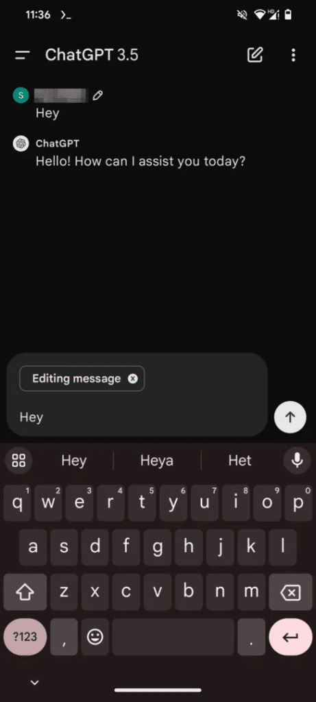 botão de edição do chatgpt no android
