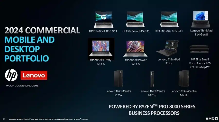 Alguns notebooks e computadores completos usando os novos processadores da AMD.