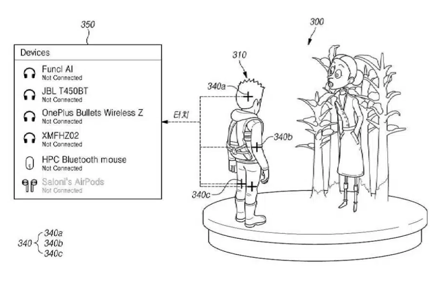 Uma das imagens da patente da Samsung descrevendo conexão do dispositivo com outros.