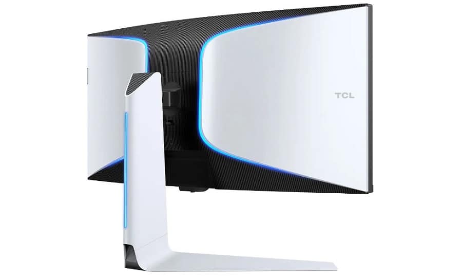 Parte de trás do monitor 34R83Q em imagem.
