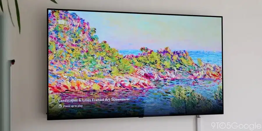 Tela Ambiente no YouTube em uma TV fotografada pelo 9to5Google.