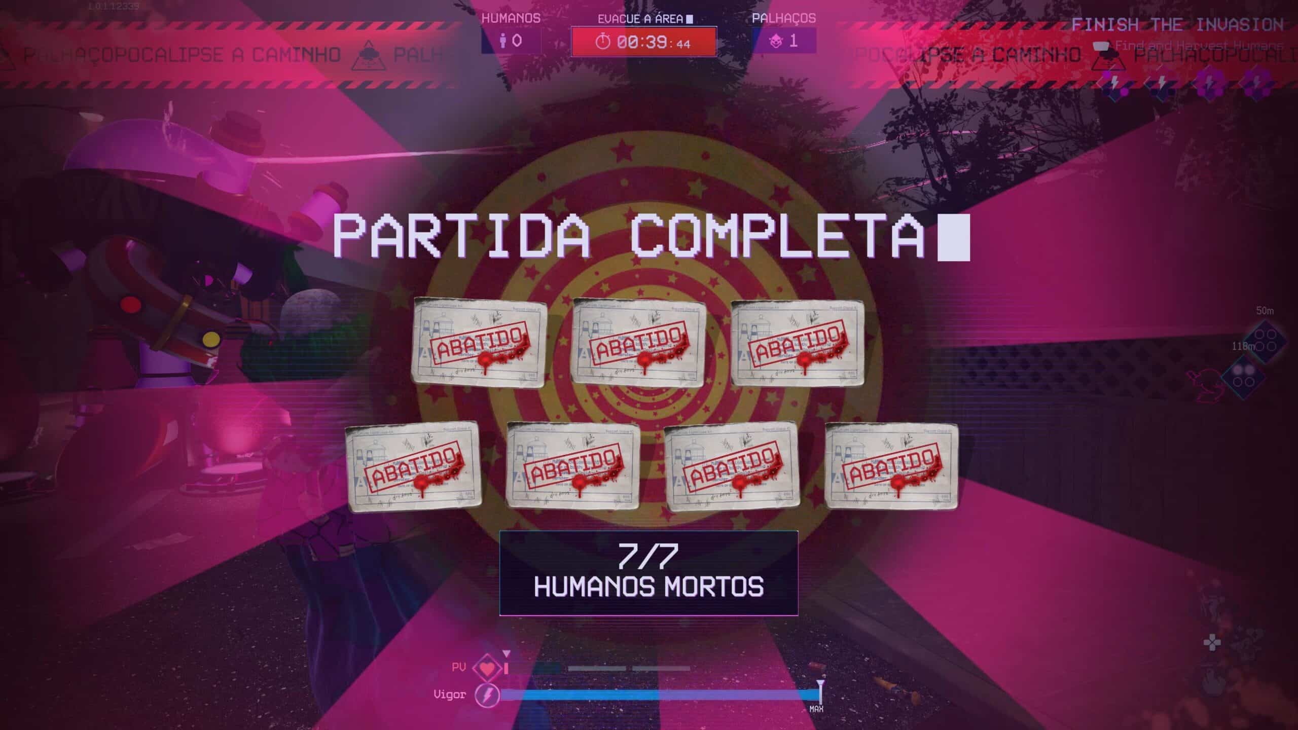 Final da partida Killer Klowns