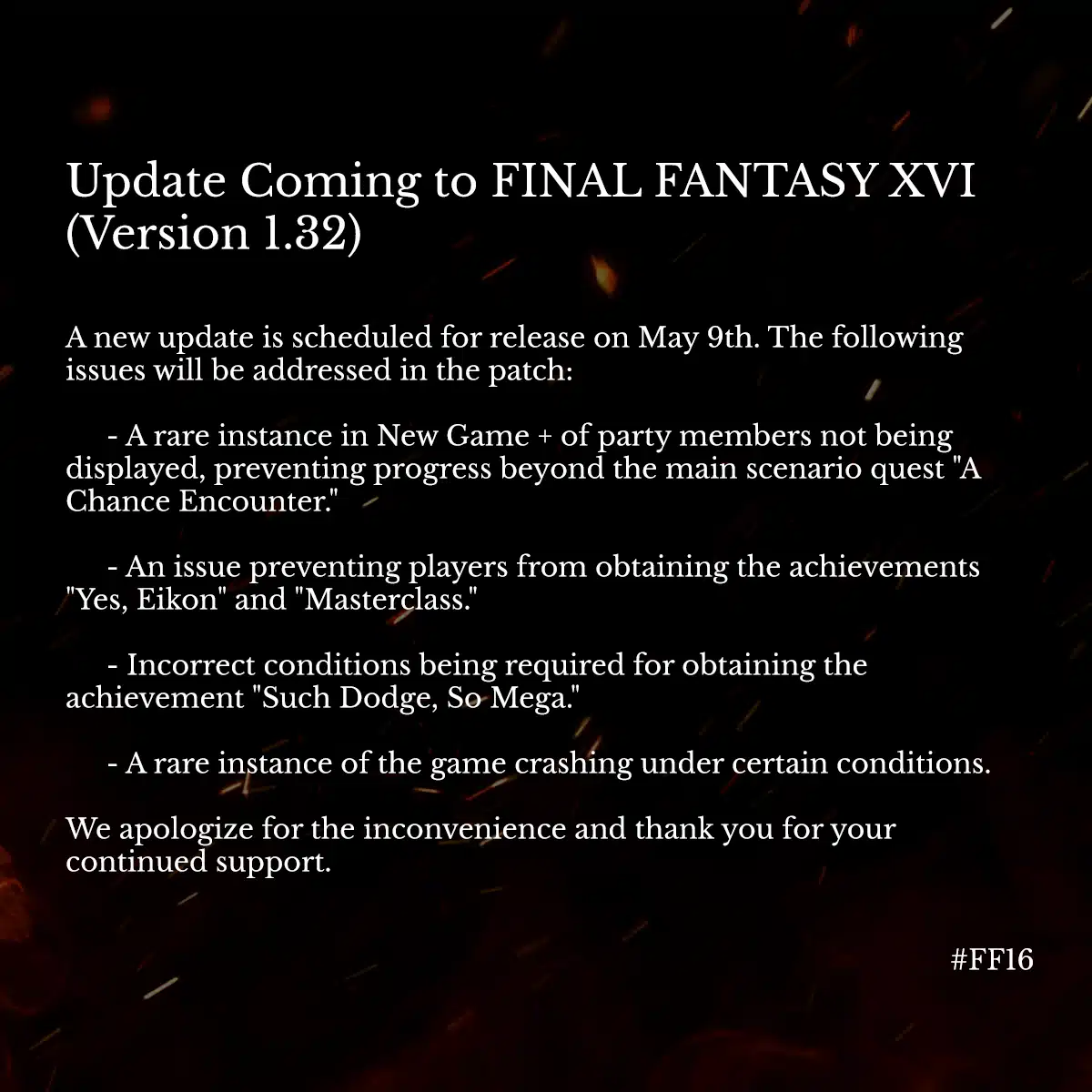 Patch de Final Fantasy XVI do dia 9 de maio