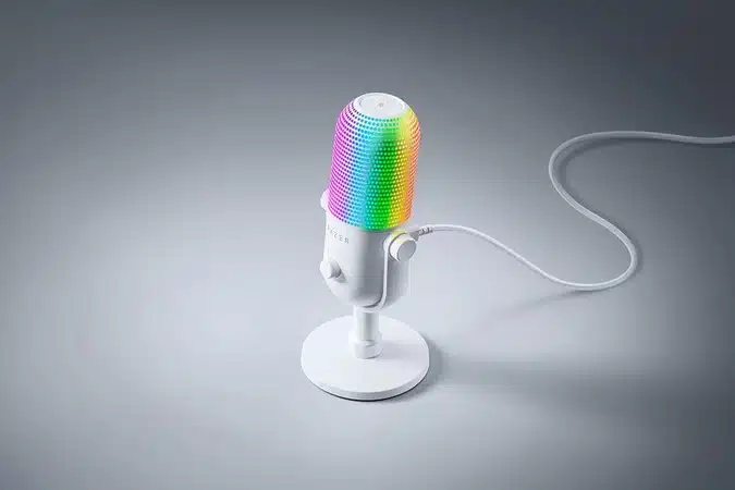 microfone Seiren v3 chroma white edition da razer