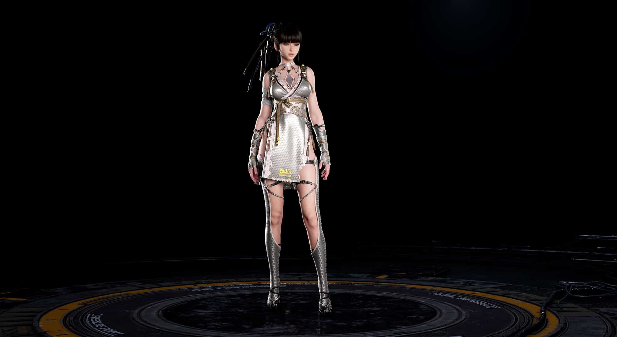 Stellar Blade Eve com a roupa de ninja branca