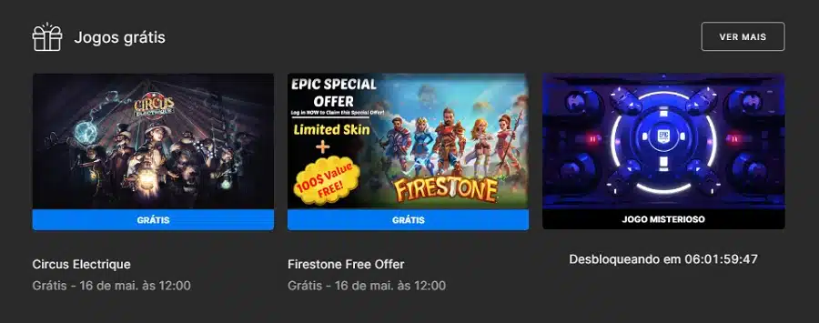 Captura de tela da Epic Games Store, mostrando o "jogo misterioso" grátis da semana que vem.