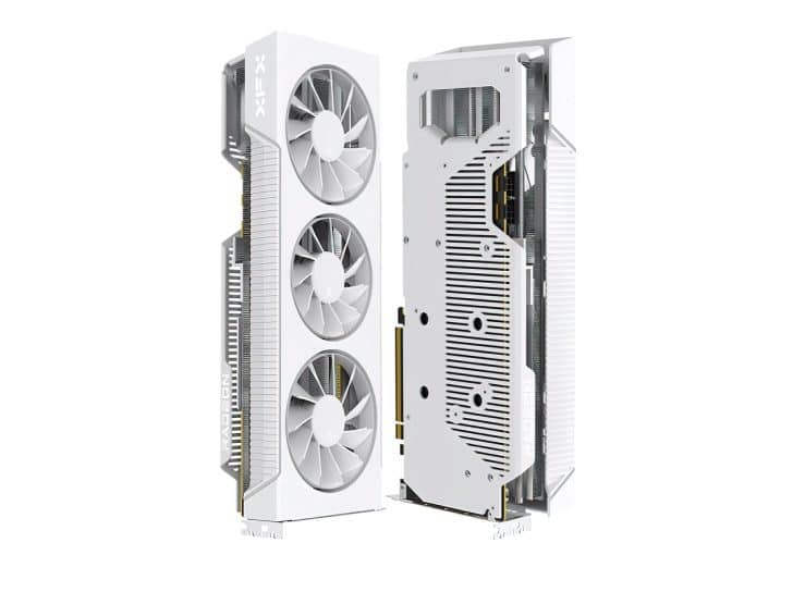 XFX lança duas novas Radeon brancas na linha Phoenix Nirvana 3 Imagem mostra nova Radeon XFX branca de frente e de costas.
