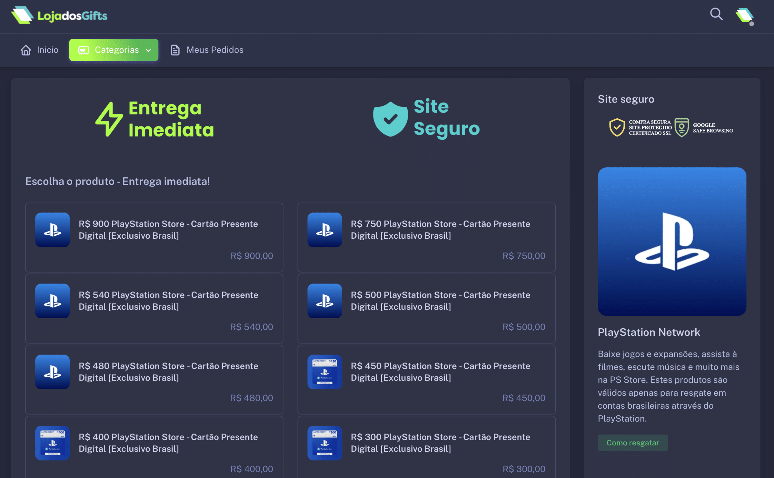 Onde comprar Gift Cards da PlayStation com entrega imediata 2 2