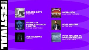 Fortnite Festival tem novas músicas de Post Malone e Metallica