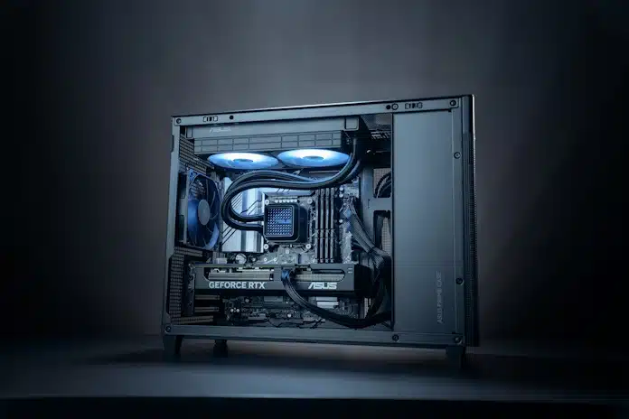 Imagem mostra GPU Asus Prime instalada em um PC.