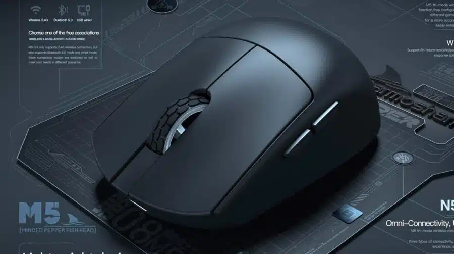 Novo mouse sem fio da Darmoshark tem DPI de 26.000 e 8KHz de polling