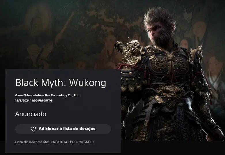 Black Myth Wukong na PS Store