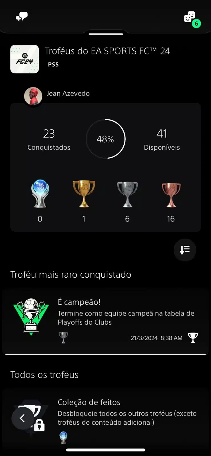 PS App atualização Jogando Agora troféus