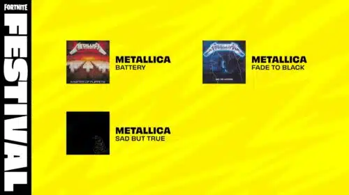 Sinta o rock! Três músicas do Metallica chegam de graça ao Fortnite Festival