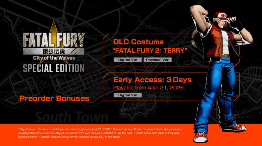 Pré-venda de Fatal Fury: City of the Wolves tem skin clássica de Terry