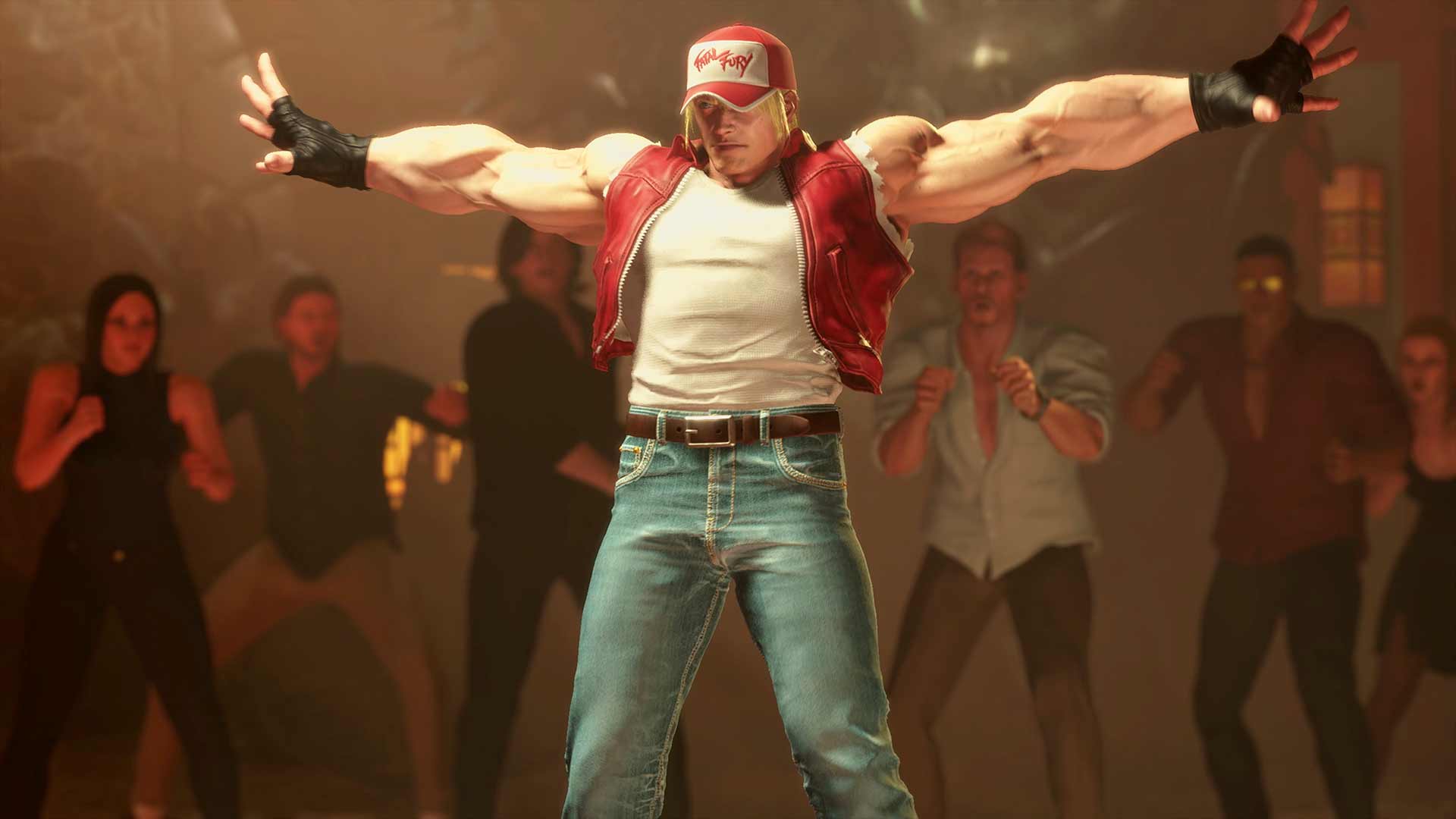 Terry Bogard de braços abertos em Street Fighter 6